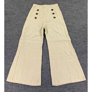 Faithfull The Brand Adita 100% Linen Wide Leg Crop Sailor Pants Women's Size XS